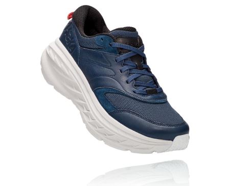 Hoka Bondi Leather Road - Adidasi Alergare Pe Drum Dama Moonlit Ocean / Nimbus Cloud | RO-u17G5KT